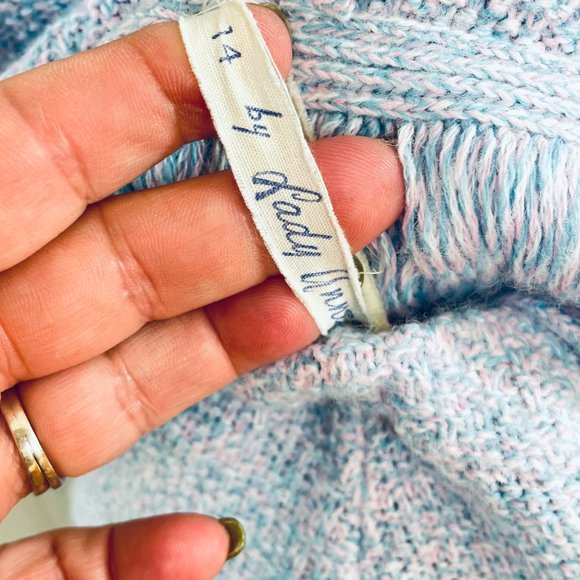 Vintage 60s two pieces set, pink and blue wool sleeveless top and straight skirt - Picture 6 of 7